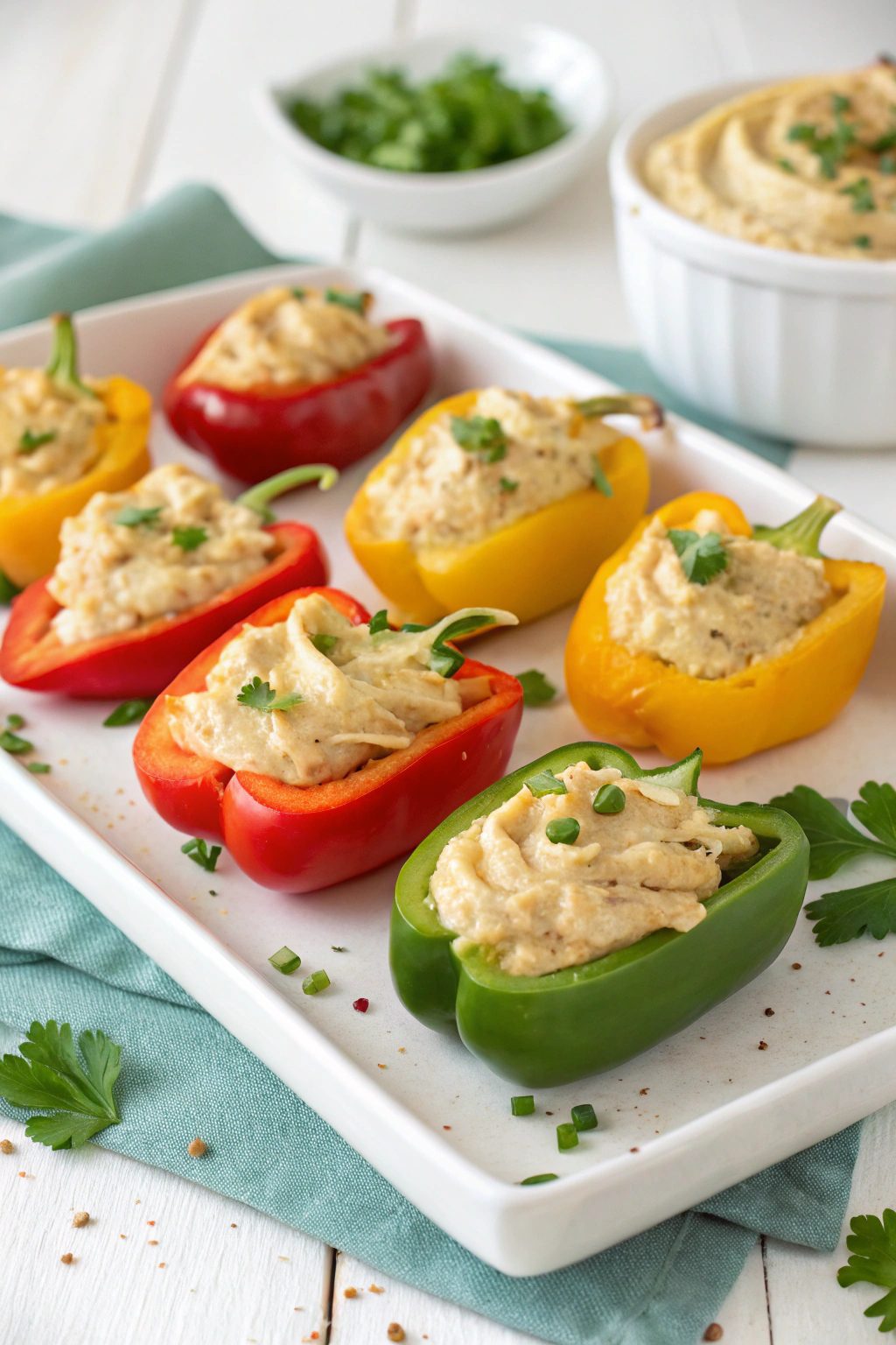 Stuffed Mini Bell Peppers With Hummus