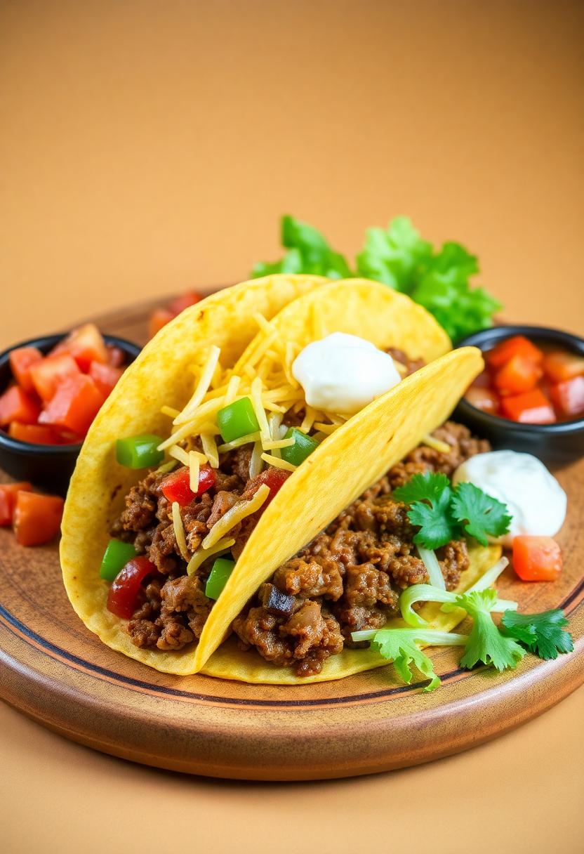 Beef Tacos With Sauteed Onions And Bell Peppers