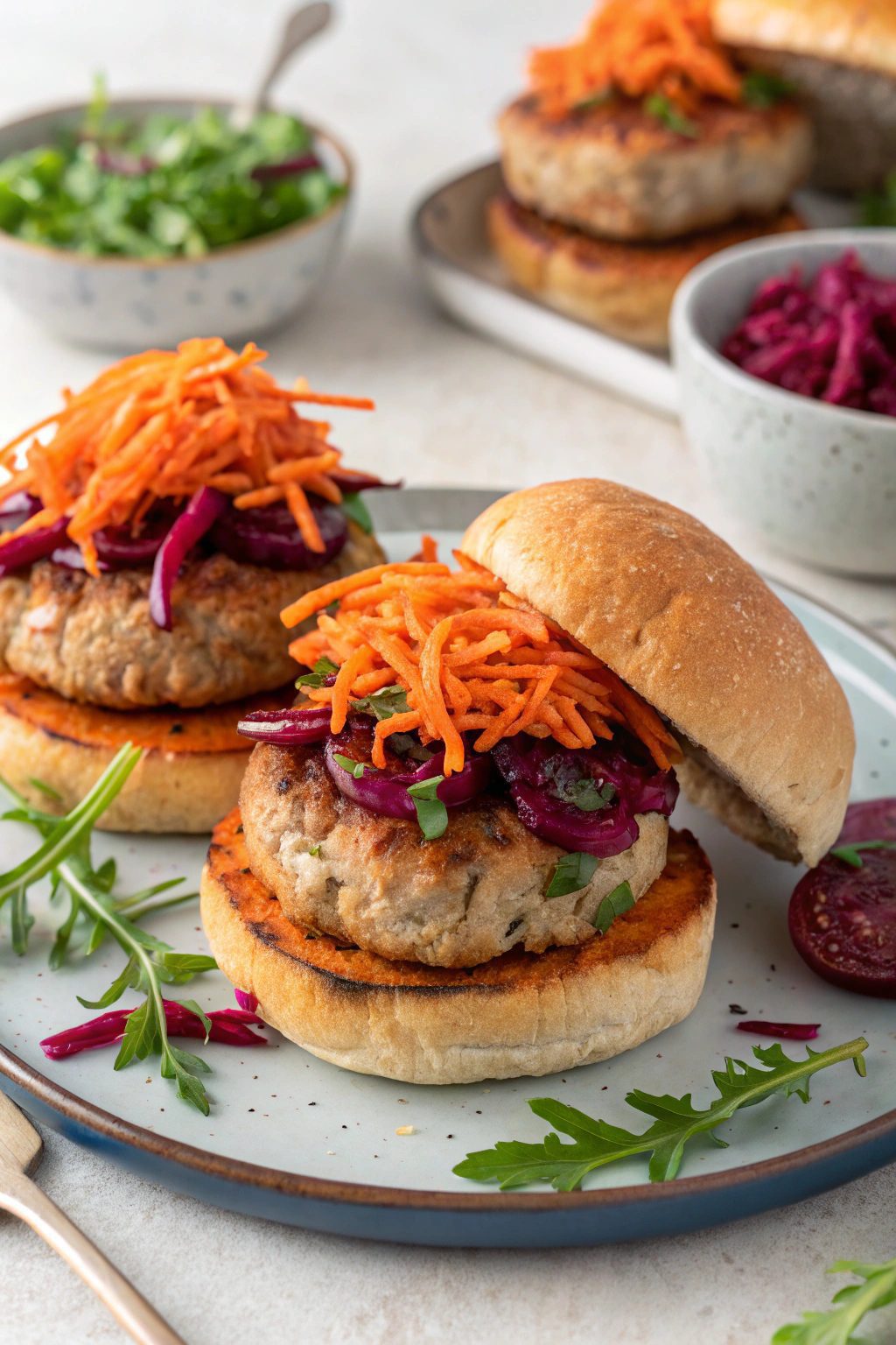 Turkey Burgers With Grated Carrots And Beets