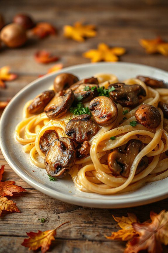 autumn chestnut mushroom fettuccine