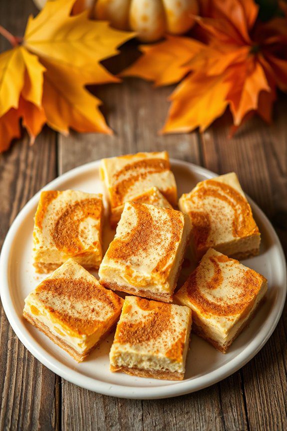 autumn pumpkin cheesecake bars