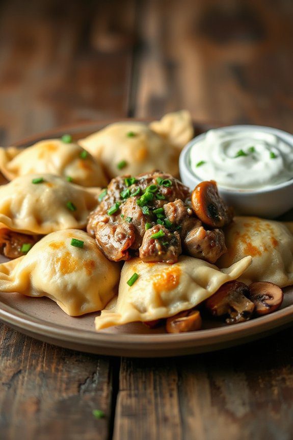 beef filled creamy dumplings