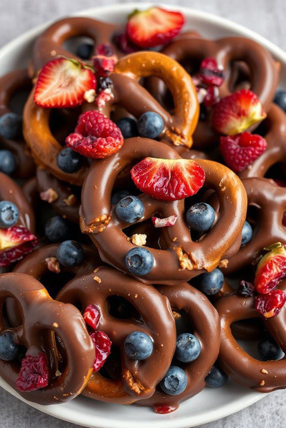 berry chocolate covered pretzels