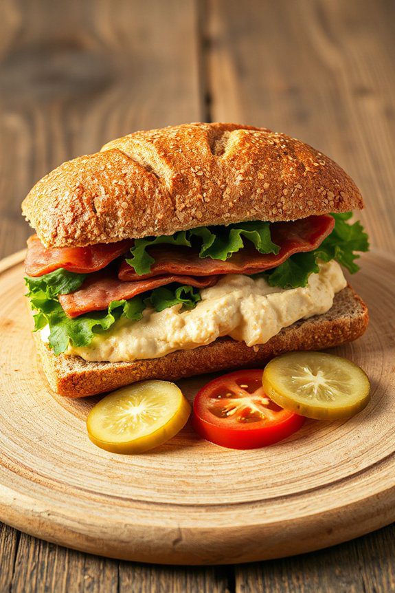 bologna hummus sandwich creation