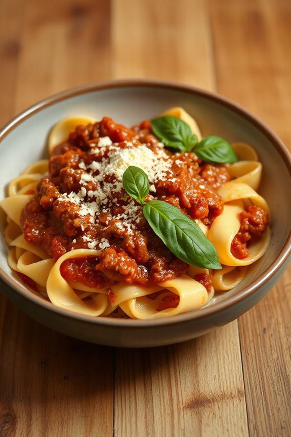 bolognese sauce with tagliatelle