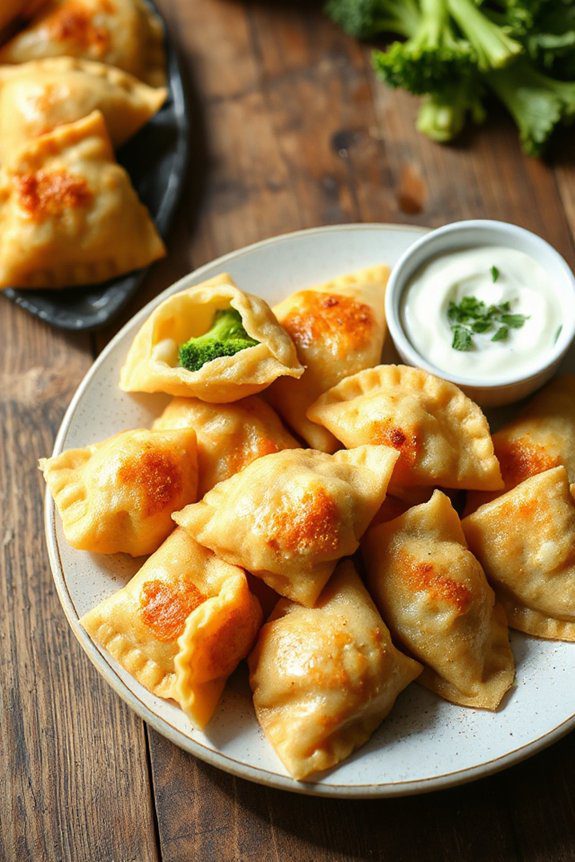 cheddar broccoli filled dumplings