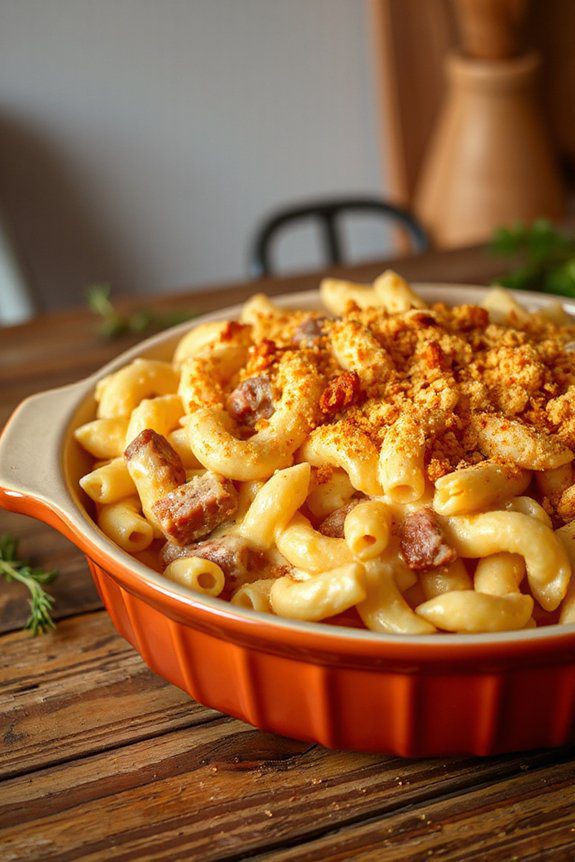 cheesy bologna pasta bake