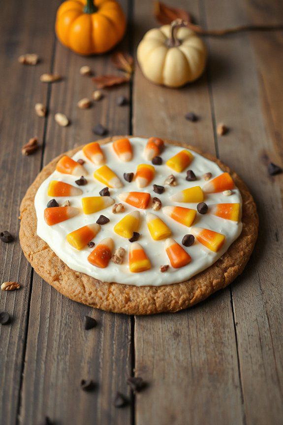 colorful halloween candy pizza