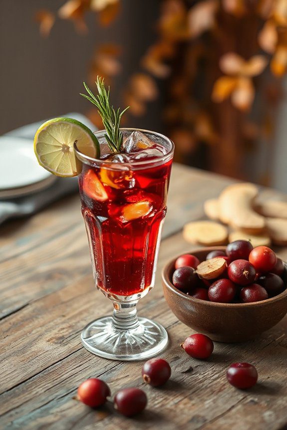 cozy cranberry ginger cocktail
