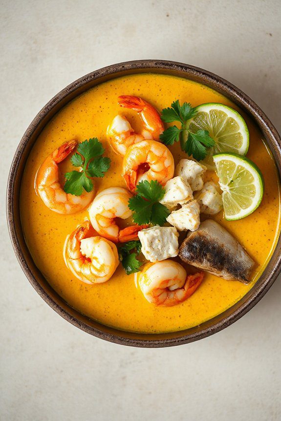 creamy coconut seafood bisque