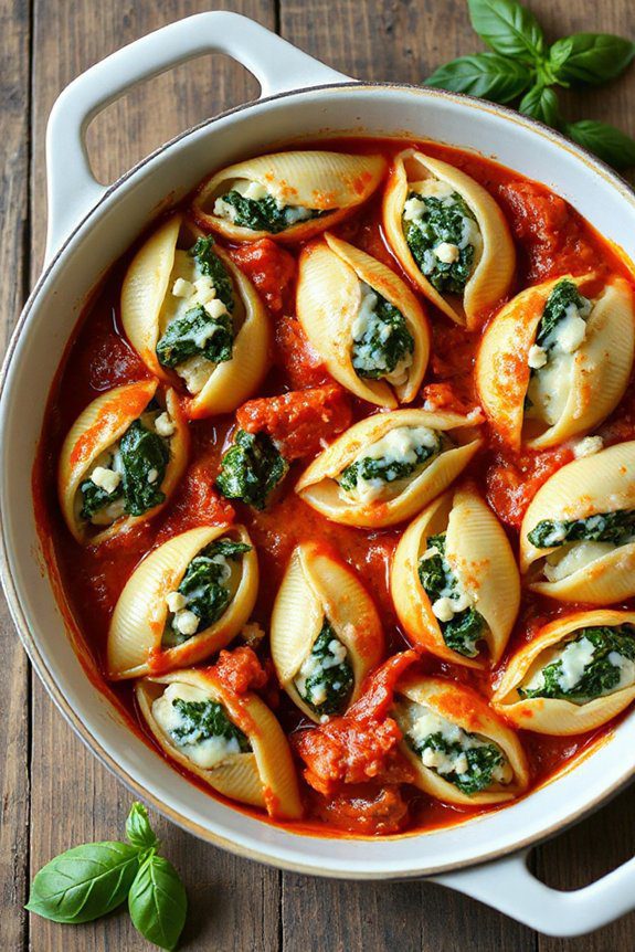 creamy ricotta spinach shells