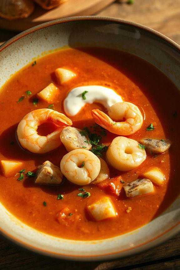 creamy spicy seafood bisque