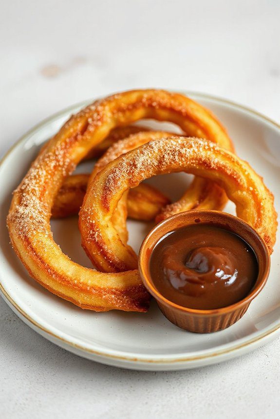 crispy churros with chocolate