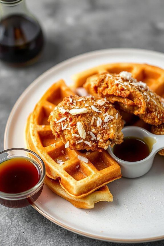 crispy coconut chicken waffles