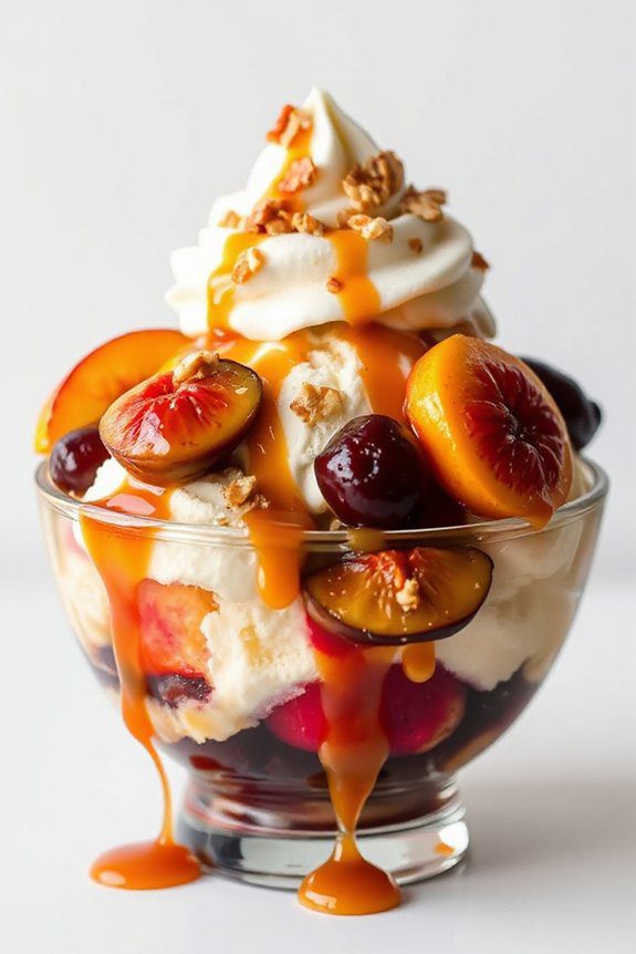 decadent brandied fruit sundae