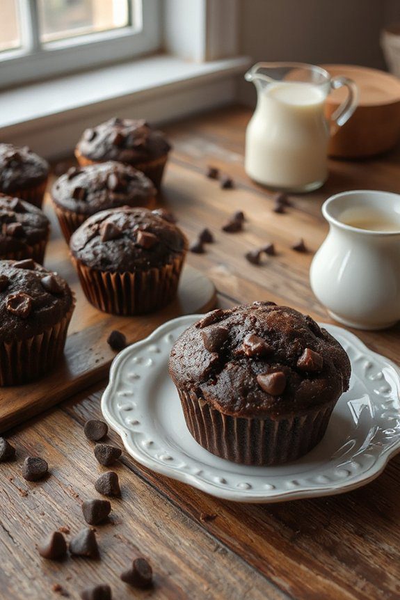 decadent double chocolate muffins