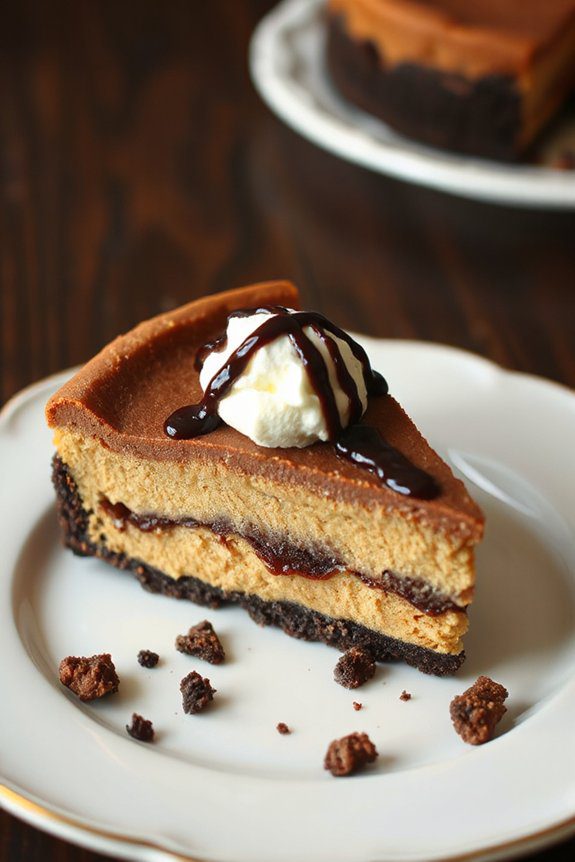 decadent pumpkin chocolate cheesecake