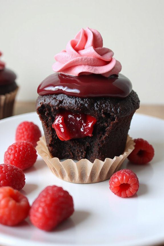 decadent raspberry chocolate cupcakes