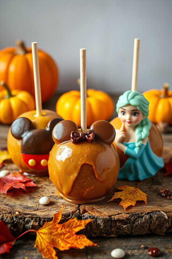 disney character caramel apples