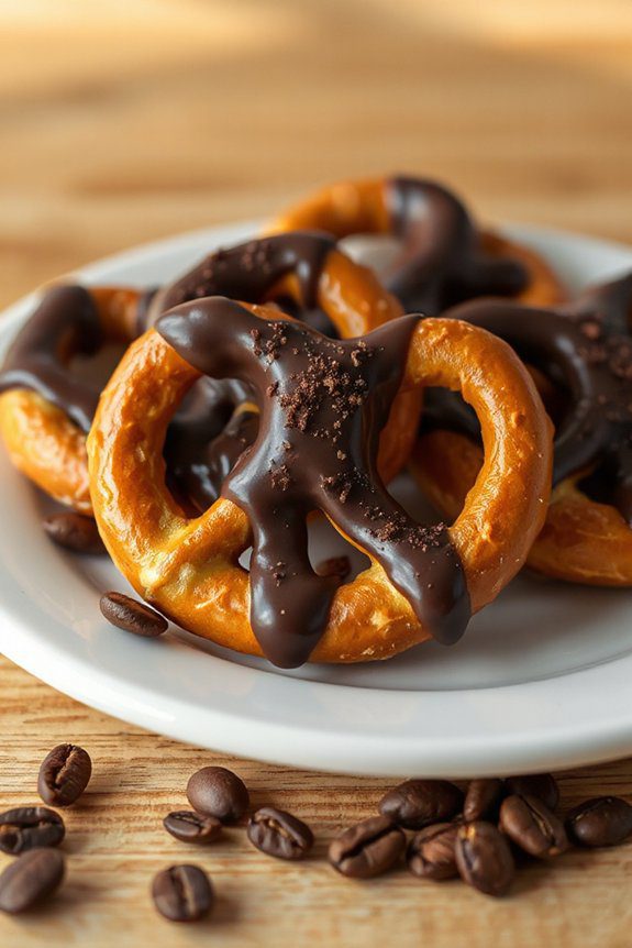 espresso infused chocolate pretzels