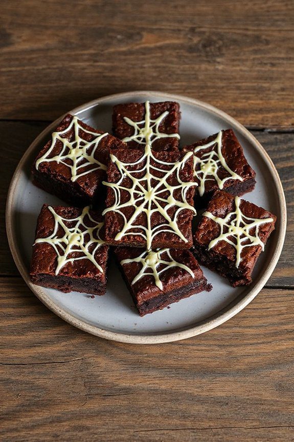festive halloween spiderweb brownies