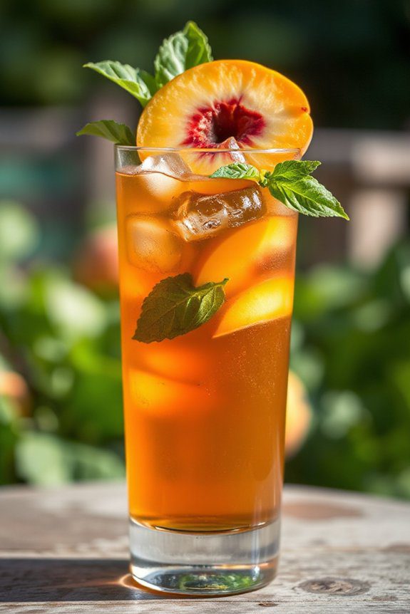 fresh peach basil cocktail