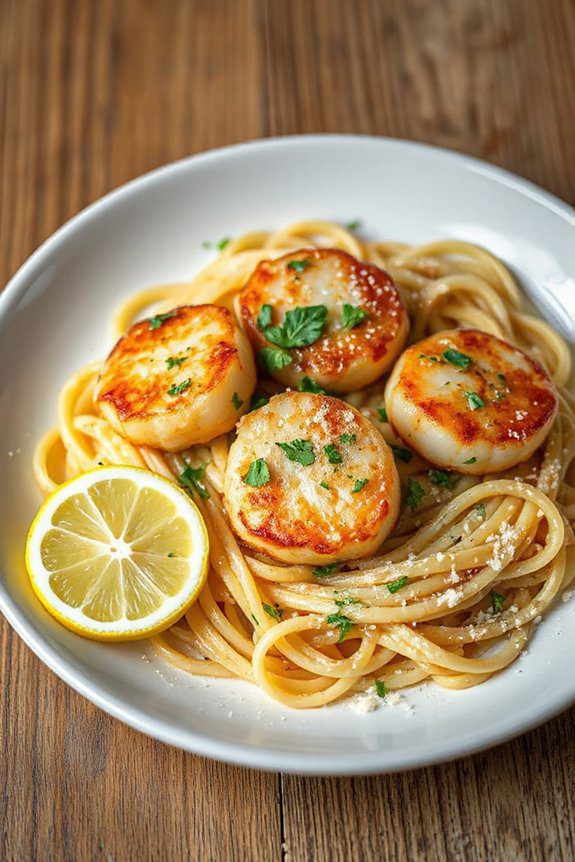 garlic butter scallops pasta