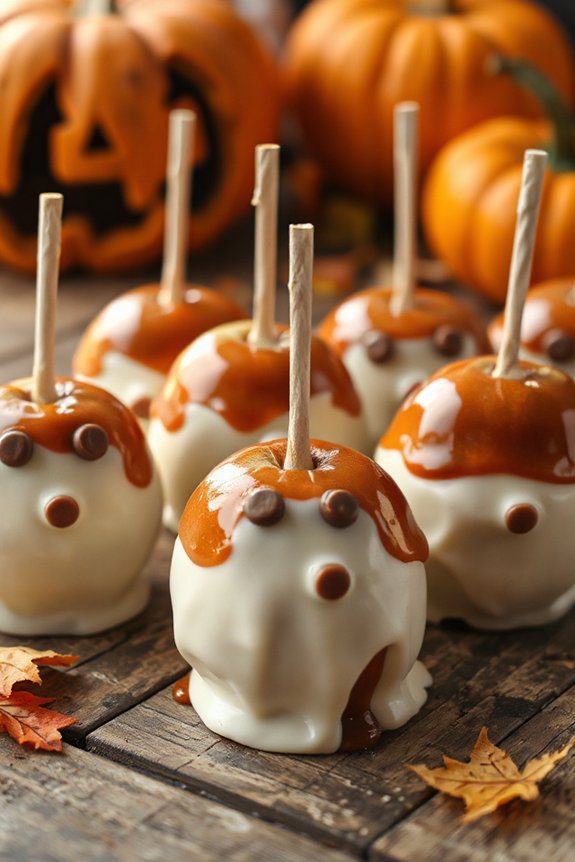 ghostly chocolate caramel apples