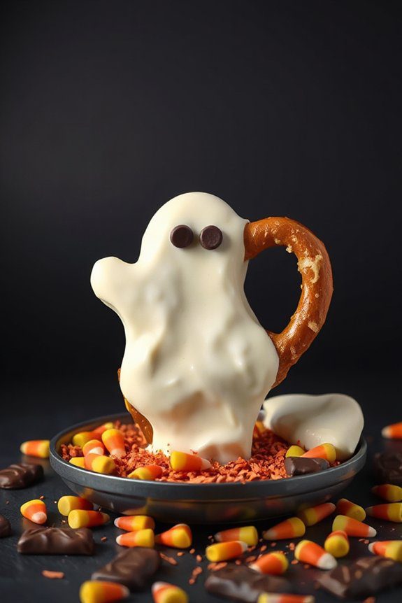 ghostly chocolate pretzel treats