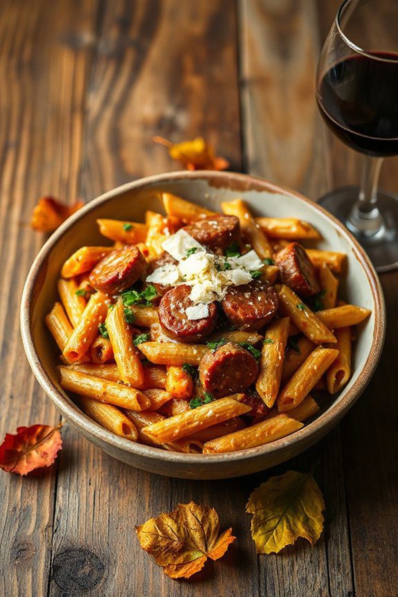 hearty fall sausage pasta