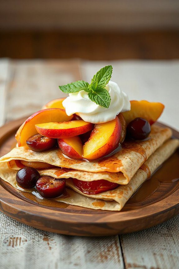 indulgent brandy fruit crepes