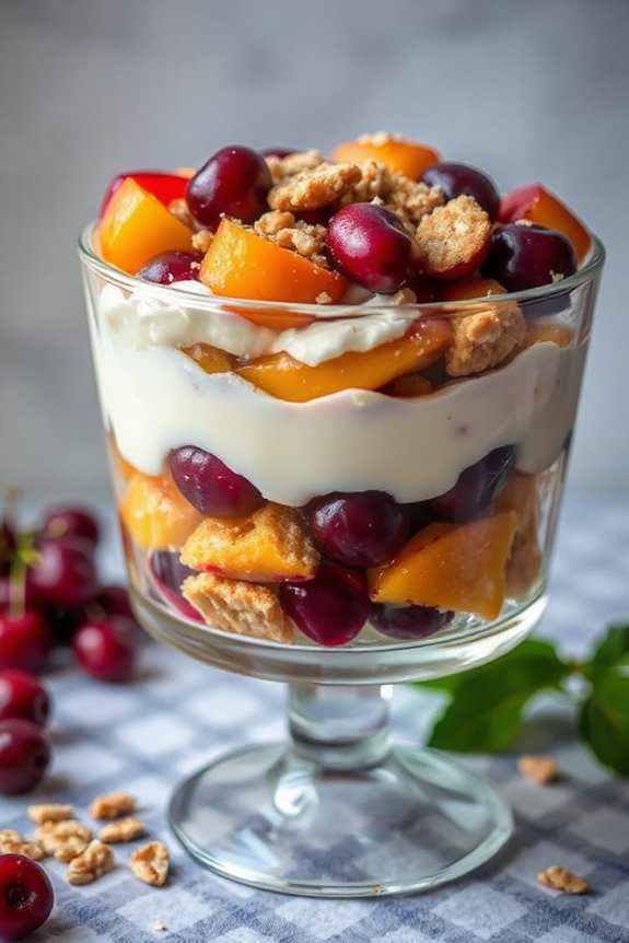 layered brandied fruit dessert