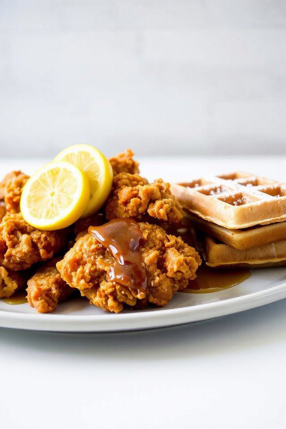 lemony chicken with waffles