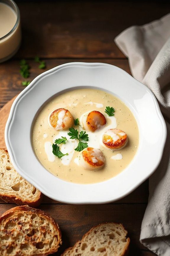 luxurious herbed scallop bisque
