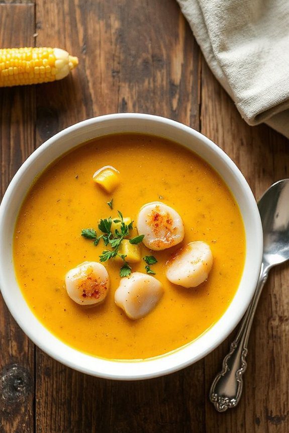 luxurious scallop corn bisque
