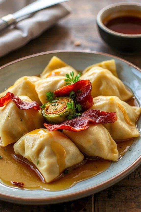 maple bacon brussels sprout dumplings