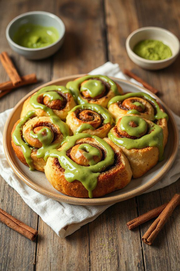 matcha cinnamon roll delight