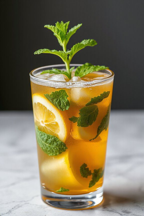minty bourbon ale cocktail