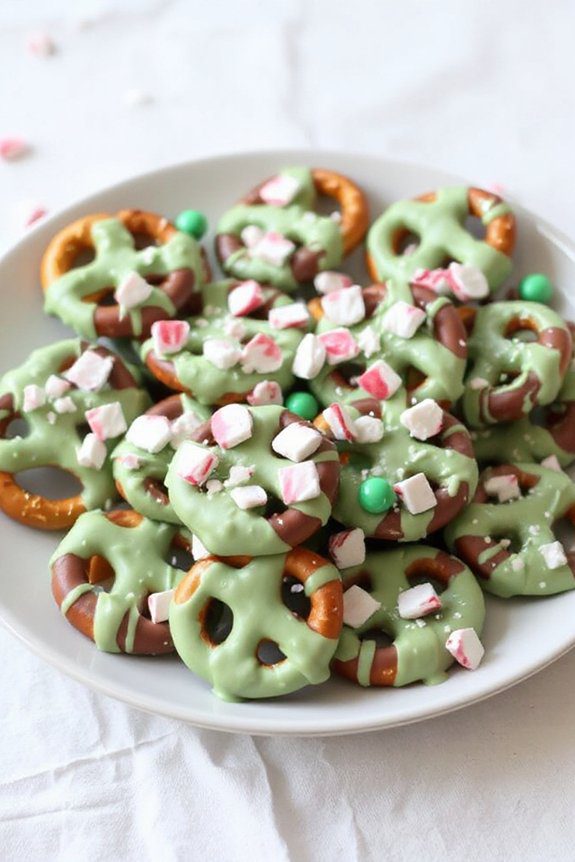 minty chocolate pretzel treats