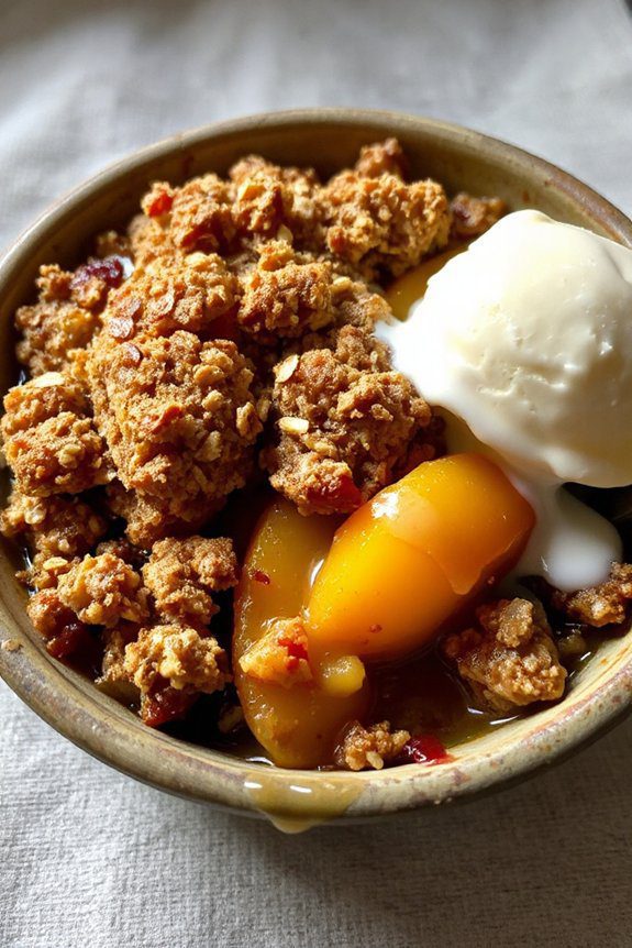 peachy brandy crumble dessert