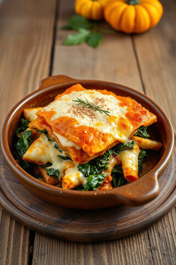pumpkin spinach lasagna delight