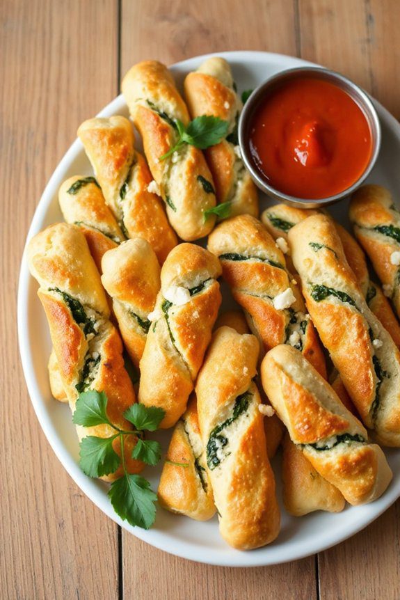 savory spinach feta breadsticks