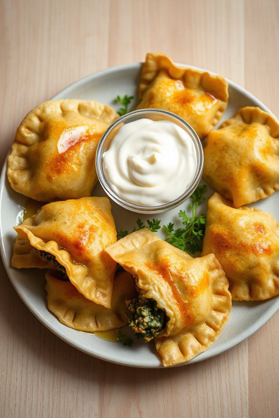 savory spinach feta dumplings