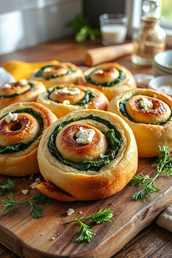 savory spinach feta rolls