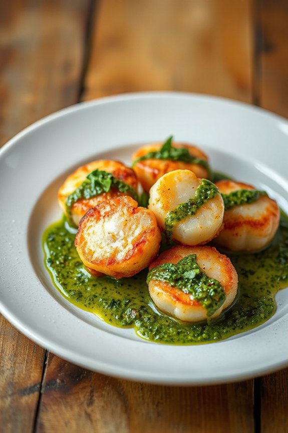 scallops topped with chimichurri
