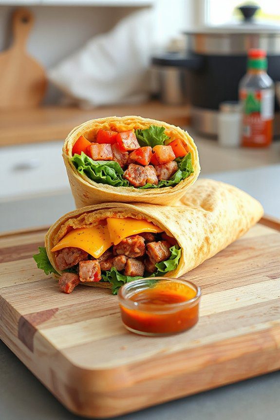 spicy bologna tortilla wrap