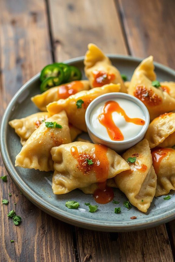 spicy cheddar filled dumplings