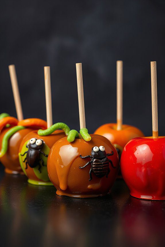 spooky caramel coated apple treats