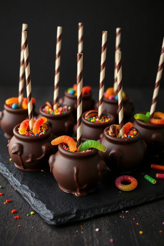 spooky cauldron cake pops