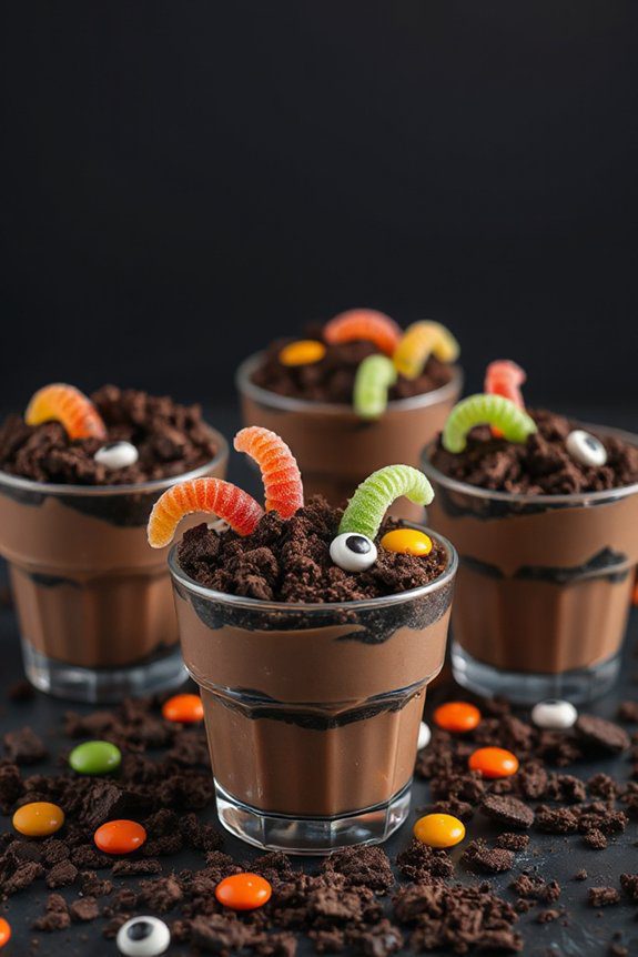 spooky chocolate pudding cups